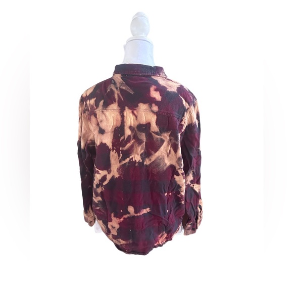 Upcycled Bleached‎ Flannel Shirt Women’s Oversized Small (F27) - Picture 4 of 5